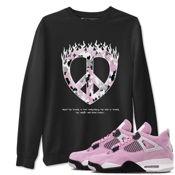 4s Retro Orchid shirts to match jordans Love Peace sneaker match tees Air Jordan 4 WMNS Orchid match shoes to clothes SNRT Sneaker Tees unisex cotton Black 1 shirts