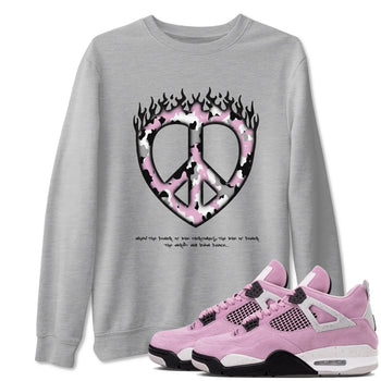 4s Retro Orchid shirts to match jordans Love Peace sneaker match tees Air Jordan 4 WMNS Orchid match shoes to clothes SNRT Sneaker Tees unisex cotton Heather Grey 1 shirts