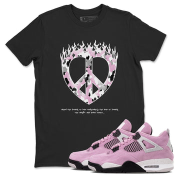 4s Retro Orchid shirts to match jordans Love Peace sneaker match tees Air Jordan 4 WMNS Orchid match shoes to clothes SNRT Sneaker Tees unisex cotton Black 1 shirts