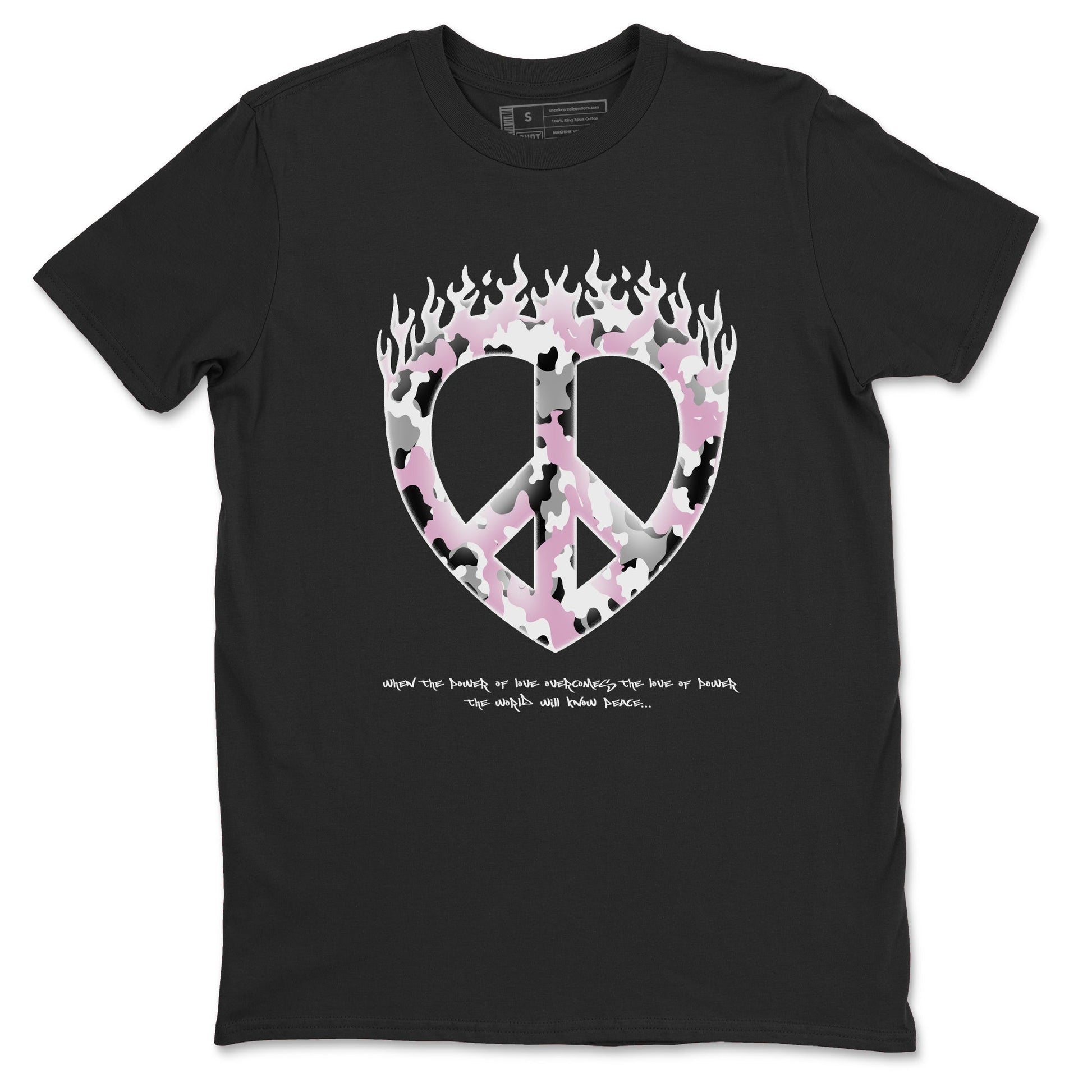 4s Retro Orchid shirts to match jordans Love Peace sneaker match tees Air Jordan 4 WMNS Orchid match shoes to clothes SNRT Sneaker Tees unisex cotton Black 2 shirts