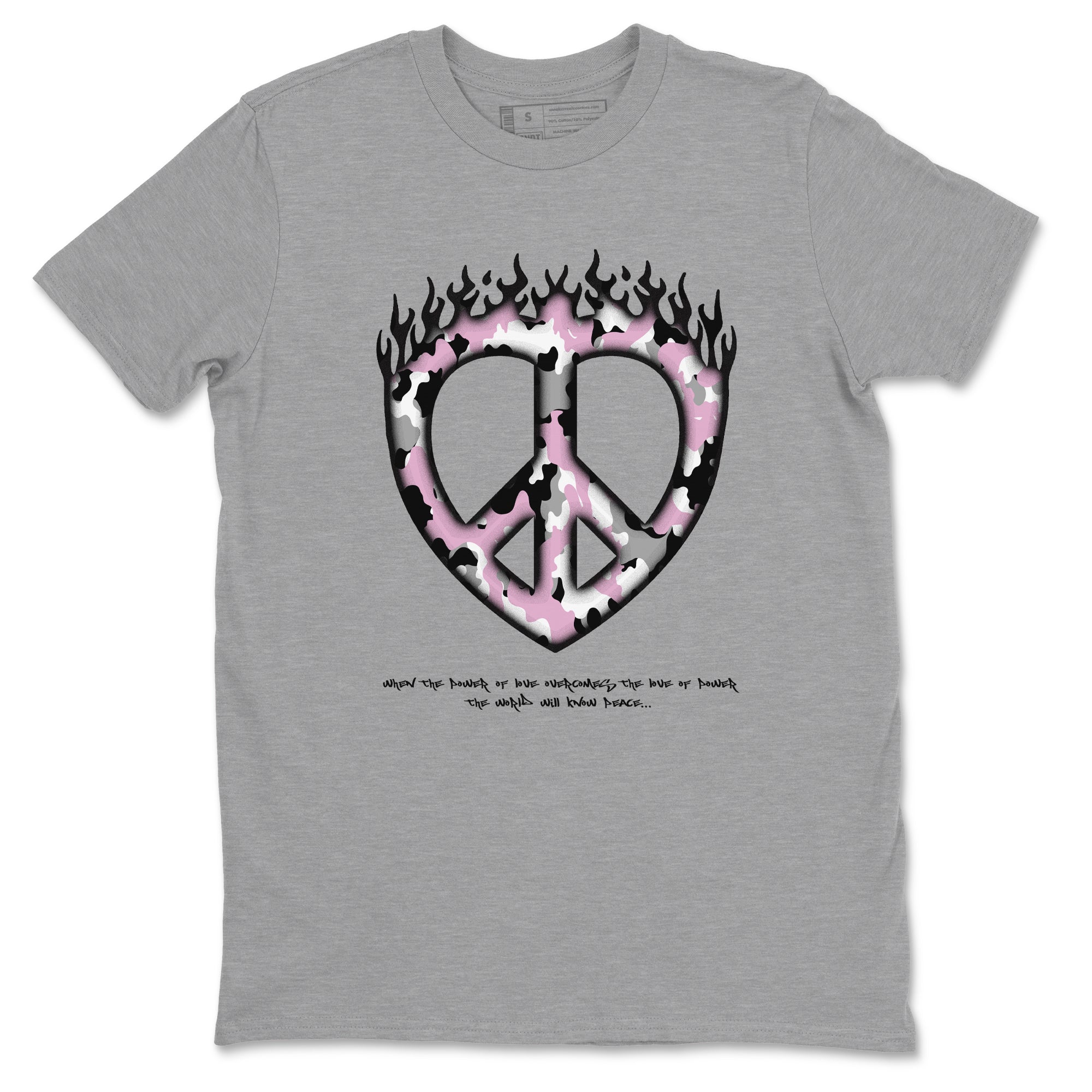 4s Retro Orchid shirts to match jordans Love Peace sneaker match tees Air Jordan 4 WMNS Orchid match shoes to clothes SNRT Sneaker Tees unisex cotton Heather Grey 2 shirts