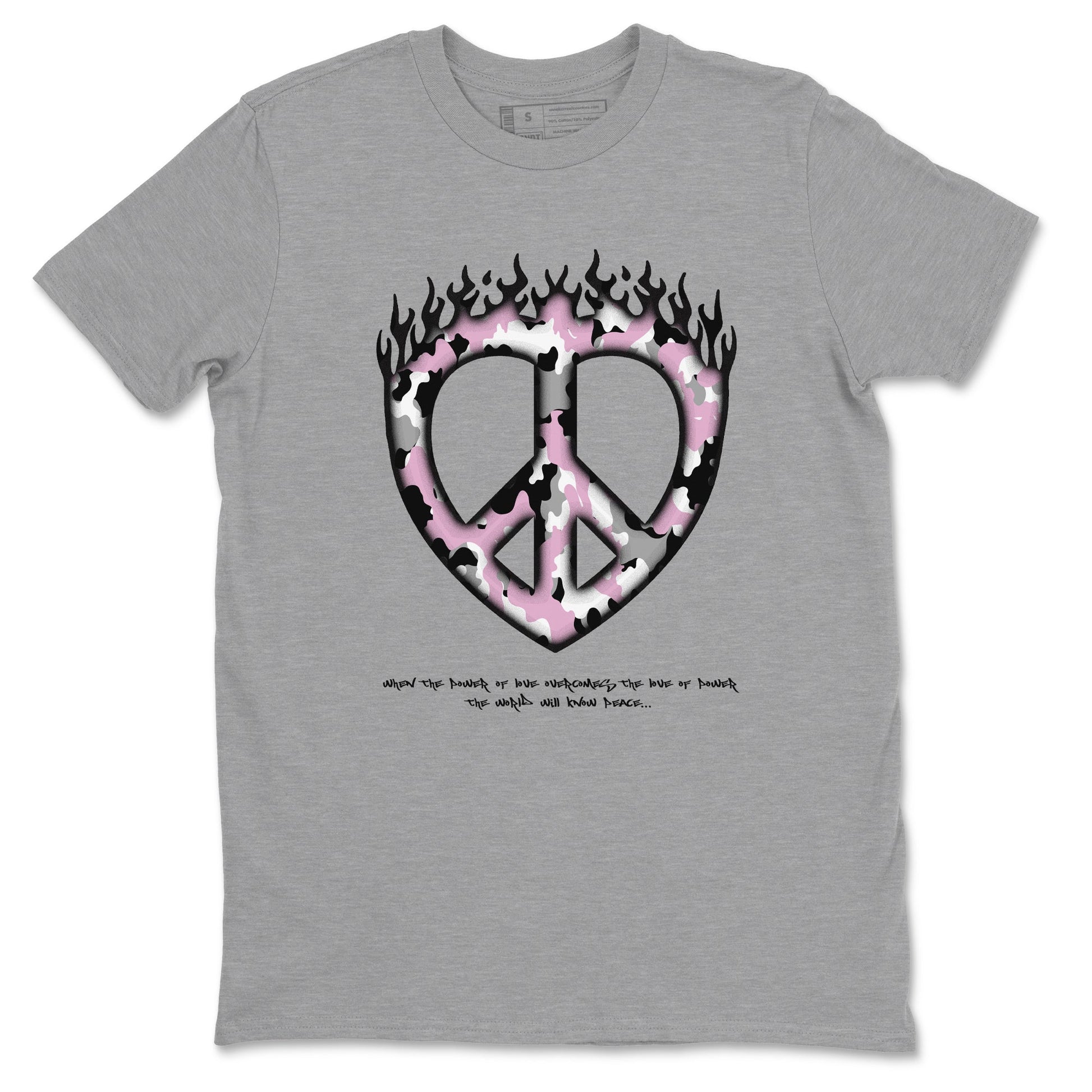 4s Retro Orchid shirts to match jordans Love Peace sneaker match tees Air Jordan 4 WMNS Orchid match shoes to clothes SNRT Sneaker Tees unisex cotton Heather Grey 2 shirts