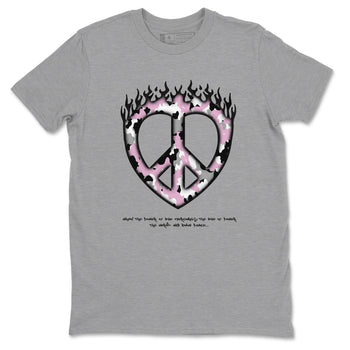 4s Retro Orchid shirts to match jordans Love Peace sneaker match tees Air Jordan 4 WMNS Orchid match shoes to clothes SNRT Sneaker Tees unisex cotton Heather Grey 2 shirts