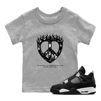 4s White Thunder shirts to match jordans Love Peace sneaker match tees Air Jordan 4 White Thunder SNRT Sneaker Release Tees Youth Baby Heather Grey 1 crew neck shirts
