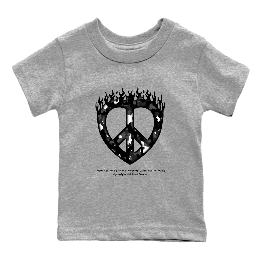 4s White Thunder shirts to match jordans Love Peace sneaker match tees Air Jordan 4 White Thunder SNRT Sneaker Release Tees Youth Baby Heather Grey 2 crew neck shirts