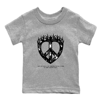 4s White Thunder shirts to match jordans Love Peace sneaker match tees Air Jordan 4 White Thunder SNRT Sneaker Release Tees Youth Baby Heather Grey 2 crew neck shirts