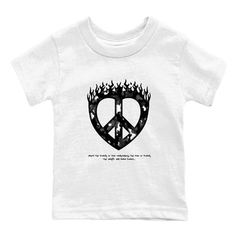 4s White Thunder shirts to match jordans Love Peace sneaker match tees Air Jordan 4 White Thunder SNRT Sneaker Release Tees Youth Baby White 2 crew neck shirts