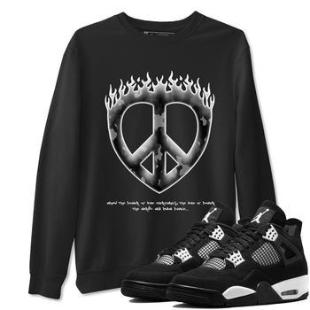 4s White Thunder shirts to match jordans Love Peace sneaker match tees Air Jordan 4 White Thunder SNRT Sneaker Release Tees unisex cotton Black 1 crew neck shirts