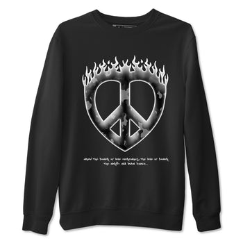4s White Thunder shirts to match jordans Love Peace sneaker match tees Air Jordan 4 White Thunder SNRT Sneaker Release Tees unisex cotton Black 2 crew neck shirts