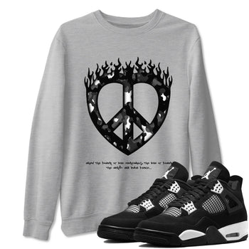 4s White Thunder shirts to match jordans Love Peace sneaker match tees Air Jordan 4 White Thunder SNRT Sneaker Release Tees unisex cotton Heather Grey 1 crew neck shirts
