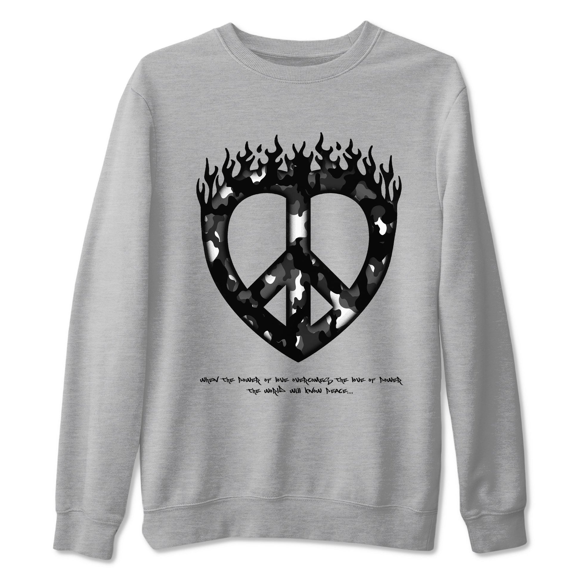 4s White Thunder shirts to match jordans Love Peace sneaker match tees Air Jordan 4 White Thunder SNRT Sneaker Release Tees unisex cotton Heather Grey 2 crew neck shirts