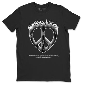 4s White Thunder shirts to match jordans Love Peace sneaker match tees Air Jordan 4 White Thunder SNRT Sneaker Release Tees unisex cotton Black 2 crew neck shirts