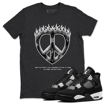 4s White Thunder shirts to match jordans Love Peace sneaker match tees Air Jordan 4 White Thunder SNRT Sneaker Release Tees unisex cotton Charcoal Heather 1 crew neck shirts