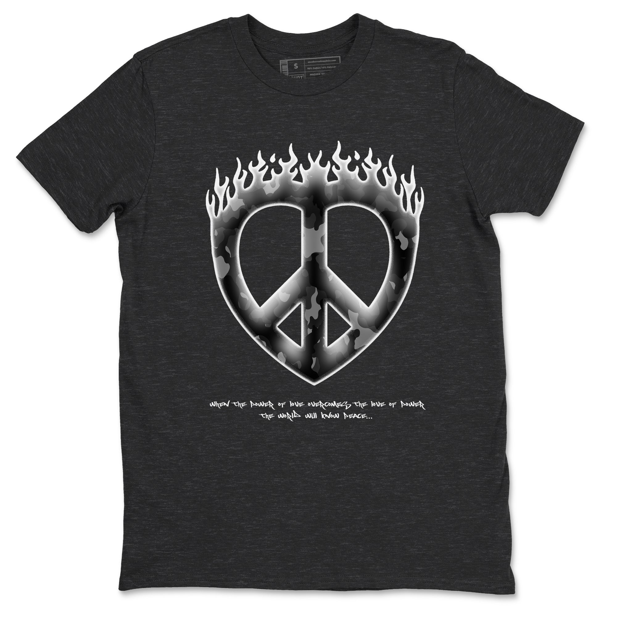 4s White Thunder shirts to match jordans Love Peace sneaker match tees Air Jordan 4 White Thunder SNRT Sneaker Release Tees unisex cotton Charcoal Heather 2 crew neck shirts