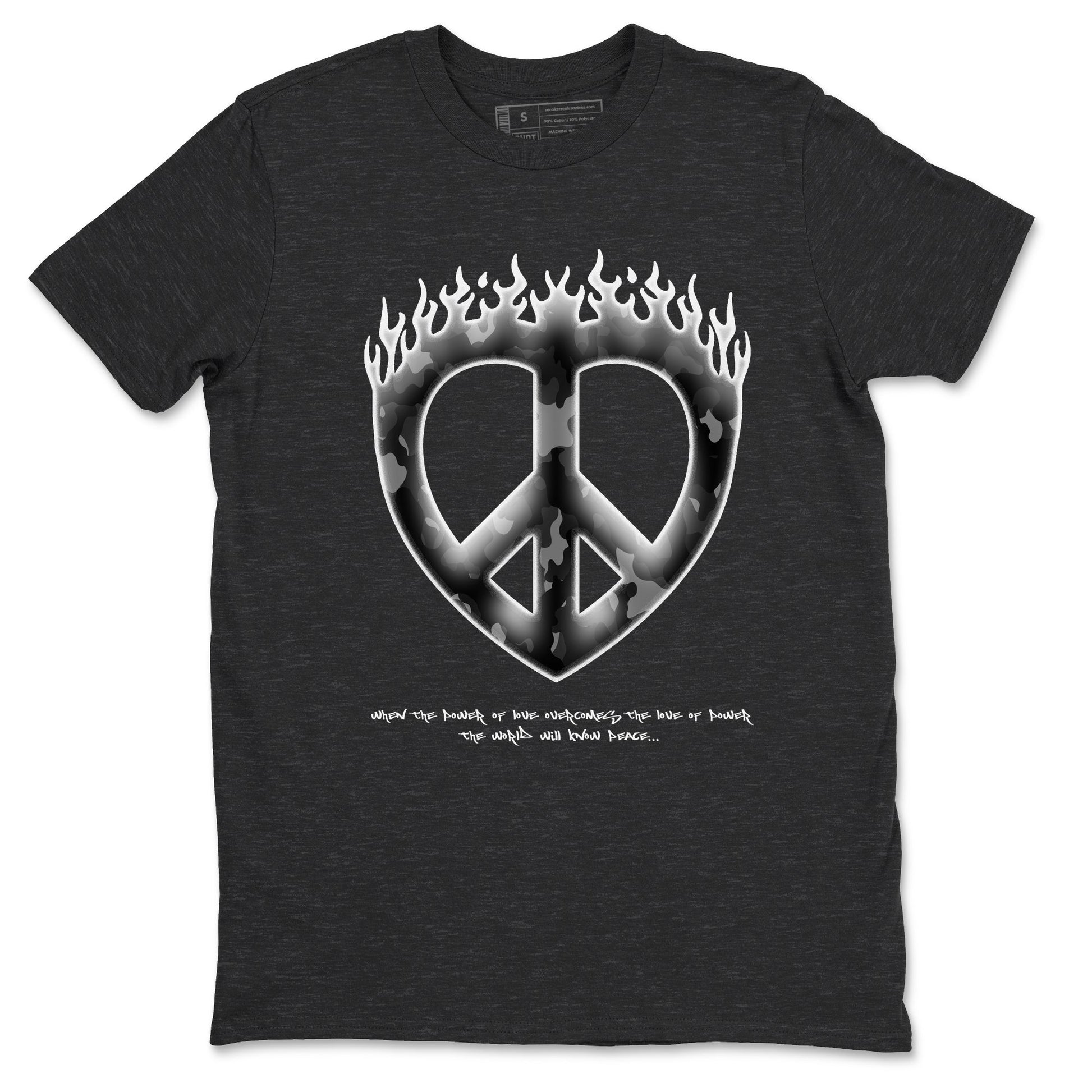 4s White Thunder shirts to match jordans Love Peace sneaker match tees Air Jordan 4 White Thunder SNRT Sneaker Release Tees unisex cotton Charcoal Heather 2 crew neck shirts