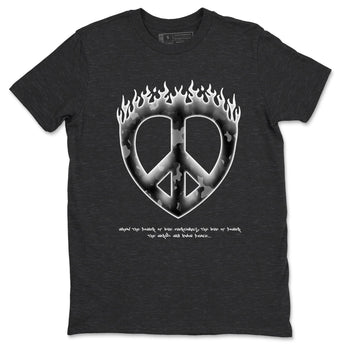 4s White Thunder shirts to match jordans Love Peace sneaker match tees Air Jordan 4 White Thunder SNRT Sneaker Release Tees unisex cotton Charcoal Heather 2 crew neck shirts