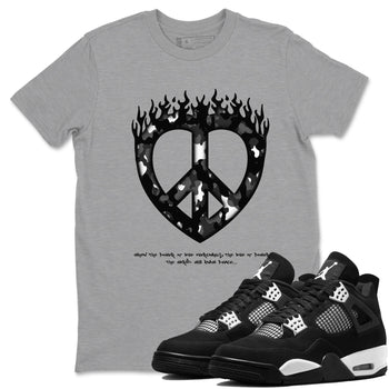 4s White Thunder shirts to match jordans Love Peace sneaker match tees Air Jordan 4 White Thunder SNRT Sneaker Release Tees unisex cotton Heather Grey 1 crew neck shirts