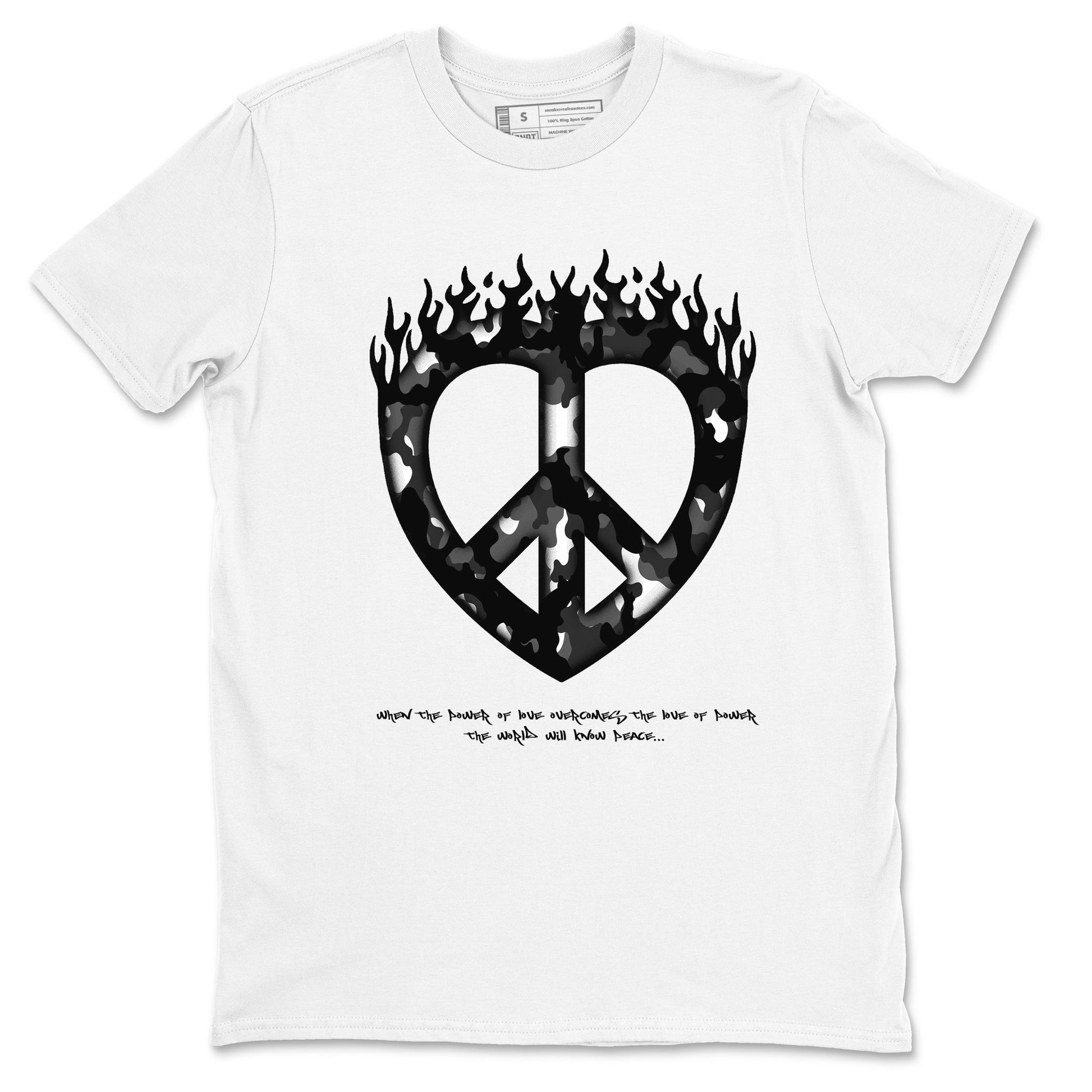 4s White Thunder shirts to match jordans Love Peace sneaker match tees Air Jordan 4 White Thunder SNRT Sneaker Release Tees unisex cotton White 2 crew neck shirts