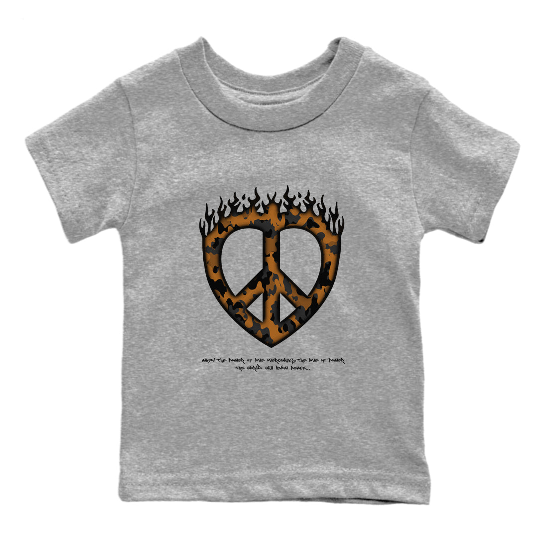 5s Archaeo Brown shirts to match jordans Love Peace sneaker match tees Air Jordan 5 Archaeo Brown match shoes to clothes SNRT Sneaker Tees Youth Baby Heather Grey 2 tee