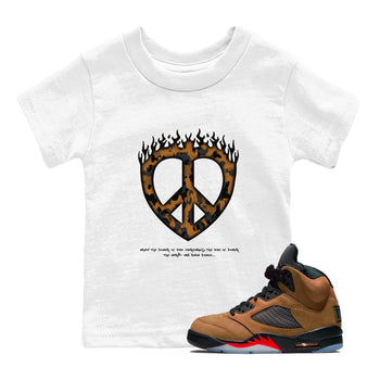 5s Archaeo Brown shirts to match jordans Love Peace sneaker match tees Air Jordan 5 Archaeo Brown match shoes to clothes SNRT Sneaker Tees Youth Baby White 1 tee