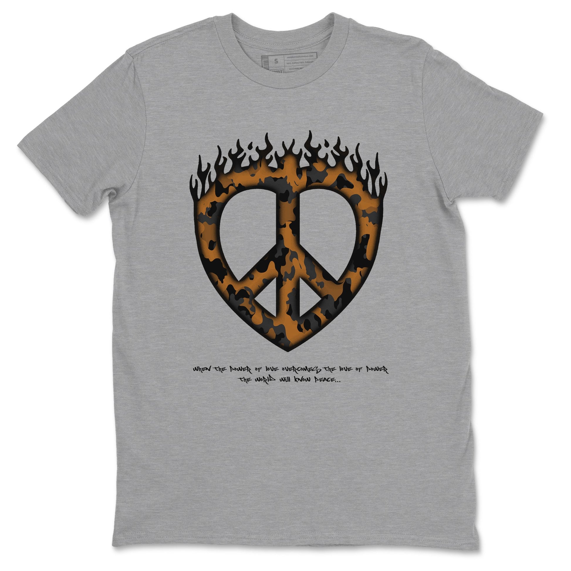 5s Archaeo Brown shirts to match jordans Love Peace sneaker match tees Air Jordan 5 Archaeo Brown match shoes to clothes SNRT Sneaker Tees unisex cotton Heather Grey 2 shirts