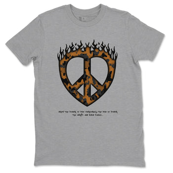 5s Archaeo Brown shirts to match jordans Love Peace sneaker match tees Air Jordan 5 Archaeo Brown match shoes to clothes SNRT Sneaker Tees unisex cotton Heather Grey 2 shirts