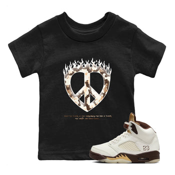 5s Golden Ticket shirts to match jordans Love Peace best t shirts to wear with jordans Air Jordan 5 Golden Ticket match shoes to clothes SNRT Sneaker Tees Youth Baby Black 1 tee