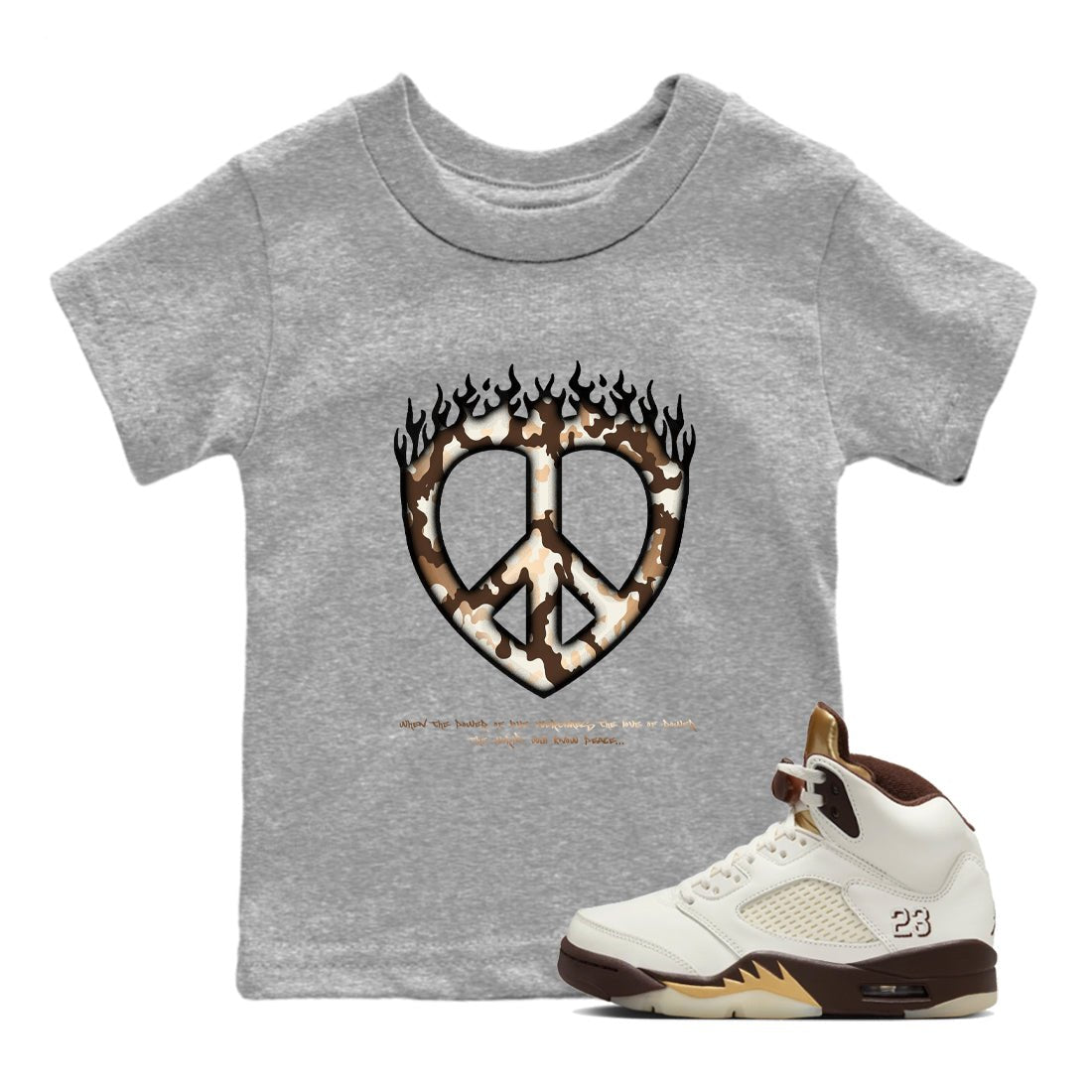 5s Golden Ticket shirts to match jordans Love Peace best t shirts to wear with jordans Air Jordan 5 Golden Ticket match shoes to clothes SNRT Sneaker Tees Youth Baby Heather Grey 1 tee