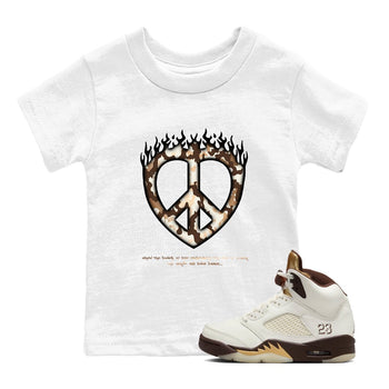 5s Golden Ticket shirts to match jordans Love Peace best t shirts to wear with jordans Air Jordan 5 Golden Ticket match shoes to clothes SNRT Sneaker Tees Youth Baby White 1 tee