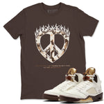 5s Golden Ticket shirts to match jordans Love Peace best t shirts to wear with jordans Air Jordan 5 Golden Ticket match shoes to clothes SNRT Sneaker Tees unisex cotton Dark Chocolate 1 shirts