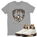 5s Golden Ticket shirts to match jordans Love Peace best t shirts to wear with jordans Air Jordan 5 Golden Ticket match shoes to clothes SNRT Sneaker Tees unisex cotton Heather Grey 1 shirts