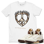 5s Golden Ticket shirts to match jordans Love Peace best t shirts to wear with jordans Air Jordan 5 Golden Ticket match shoes to clothes SNRT Sneaker Tees unisex cotton White 1 shirts