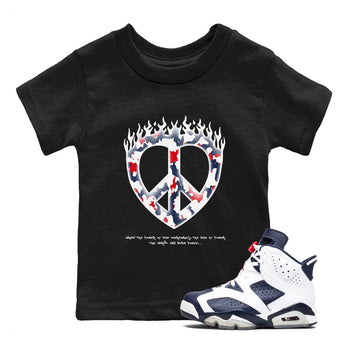 6s White And Midnight Navy shirts to match jordans Love Peace sneaker match tees Air Jordan 6 White And Midnight Navy SNRT Sneaker Release Tees Youth Baby Black 1 crew neck shirts