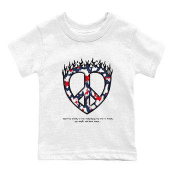 6s White And Midnight Navy shirts to match jordans Love Peace sneaker match tees Air Jordan 6 White And Midnight Navy SNRT Sneaker Release Tees Youth Baby White 2 crew neck shirts