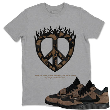 Jordan Jumpman Jack TR Travis Scott Dark Mocha shirts to match jordans Love Peace sneaker match tees Jordan Jumpman Jack Travis Scott Dark Mocha match shoes to clothes SNRT Sneaker Tees unisex cotton Heather Grey 1 shirts