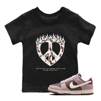 Dunk Cacao Wow And Pink Foam shirts to match jordans Love Peace sneaker match tees Dunk Cacao Wow And Pink Foam SNRT Sneaker Release Tees Youth Baby Black 1 crew neck shirts