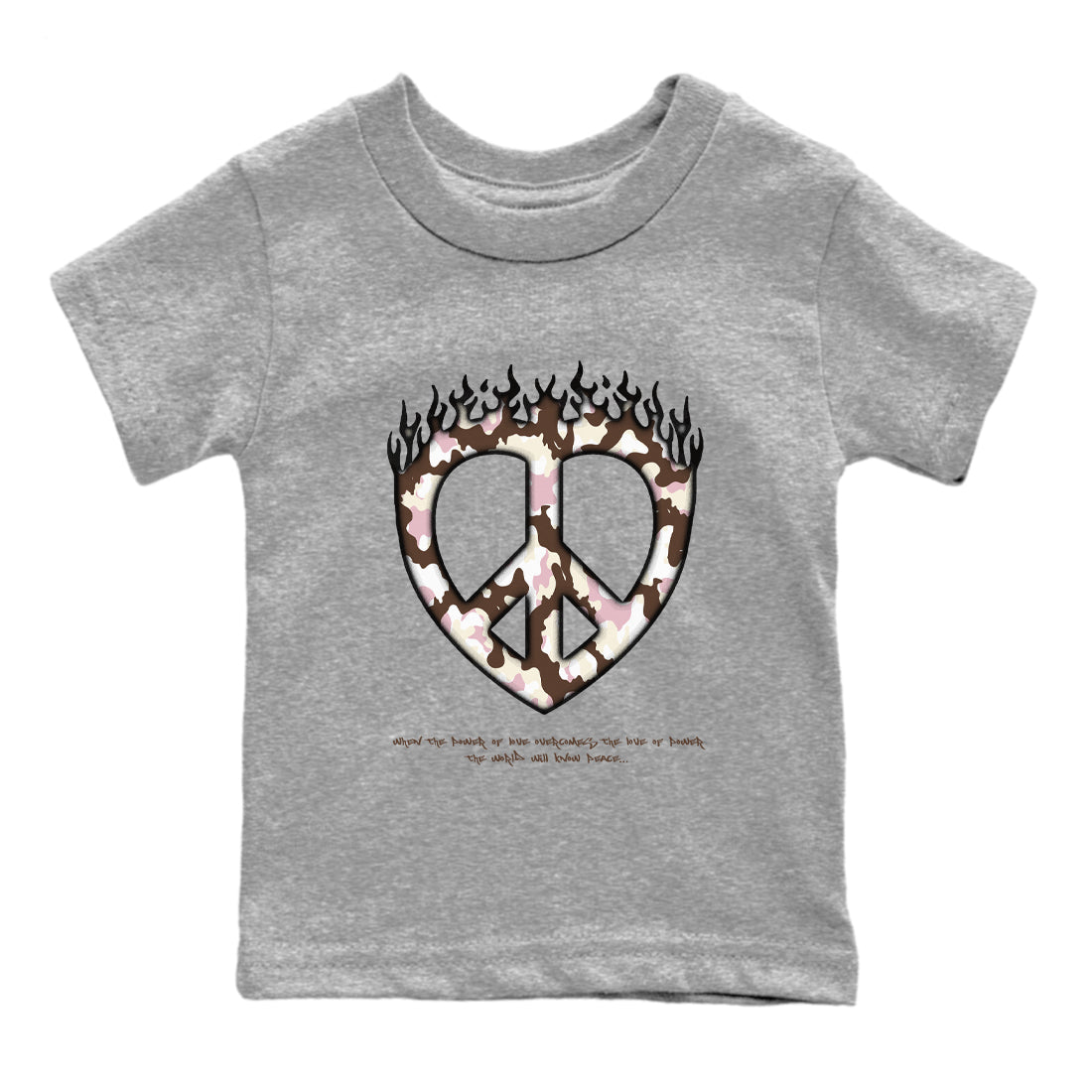 Dunk Cacao Wow And Pink Foam shirts to match jordans Love Peace sneaker match tees Dunk Cacao Wow And Pink Foam SNRT Sneaker Release Tees Youth Baby Heather Grey 2 crew neck shirts