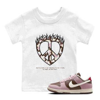 Dunk Cacao Wow And Pink Foam shirts to match jordans Love Peace sneaker match tees Dunk Cacao Wow And Pink Foam SNRT Sneaker Release Tees Youth Baby White 1 crew neck shirts
