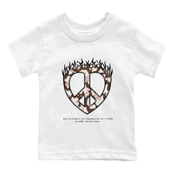 Dunk Cacao Wow And Pink Foam shirts to match jordans Love Peace sneaker match tees Dunk Cacao Wow And Pink Foam SNRT Sneaker Release Tees Youth Baby White 2 crew neck shirts