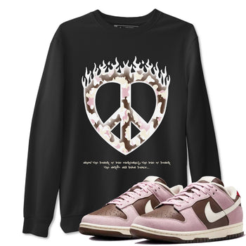 Dunk Cacao Wow And Pink Foam shirts to match jordans Love Peace sneaker match tees Dunk Cacao Wow And Pink Foam SNRT Sneaker Release Tees unisex cotton Black 1 crew neck shirts