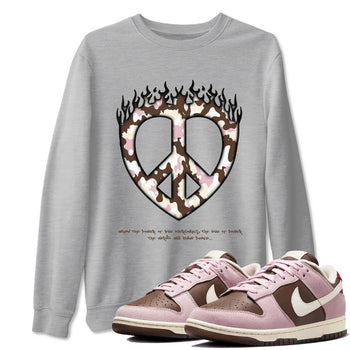 Dunk Cacao Wow And Pink Foam shirts to match jordans Love Peace sneaker match tees Dunk Cacao Wow And Pink Foam SNRT Sneaker Release Tees unisex cotton Heather Grey 1 crew neck shirts
