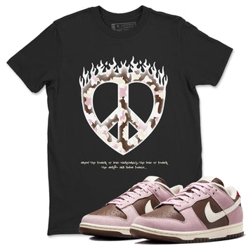 Dunk Cacao Wow And Pink Foam shirts to match jordans Love Peace sneaker match tees Dunk Cacao Wow And Pink Foam SNRT Sneaker Release Tees unisex cotton Black 1 crew neck shirts