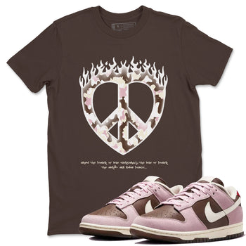Dunk Cacao Wow And Pink Foam shirts to match jordans Love Peace sneaker match tees Dunk Cacao Wow And Pink Foam SNRT Sneaker Release Tees unisex cotton Dark Chocolate 1 crew neck shirts