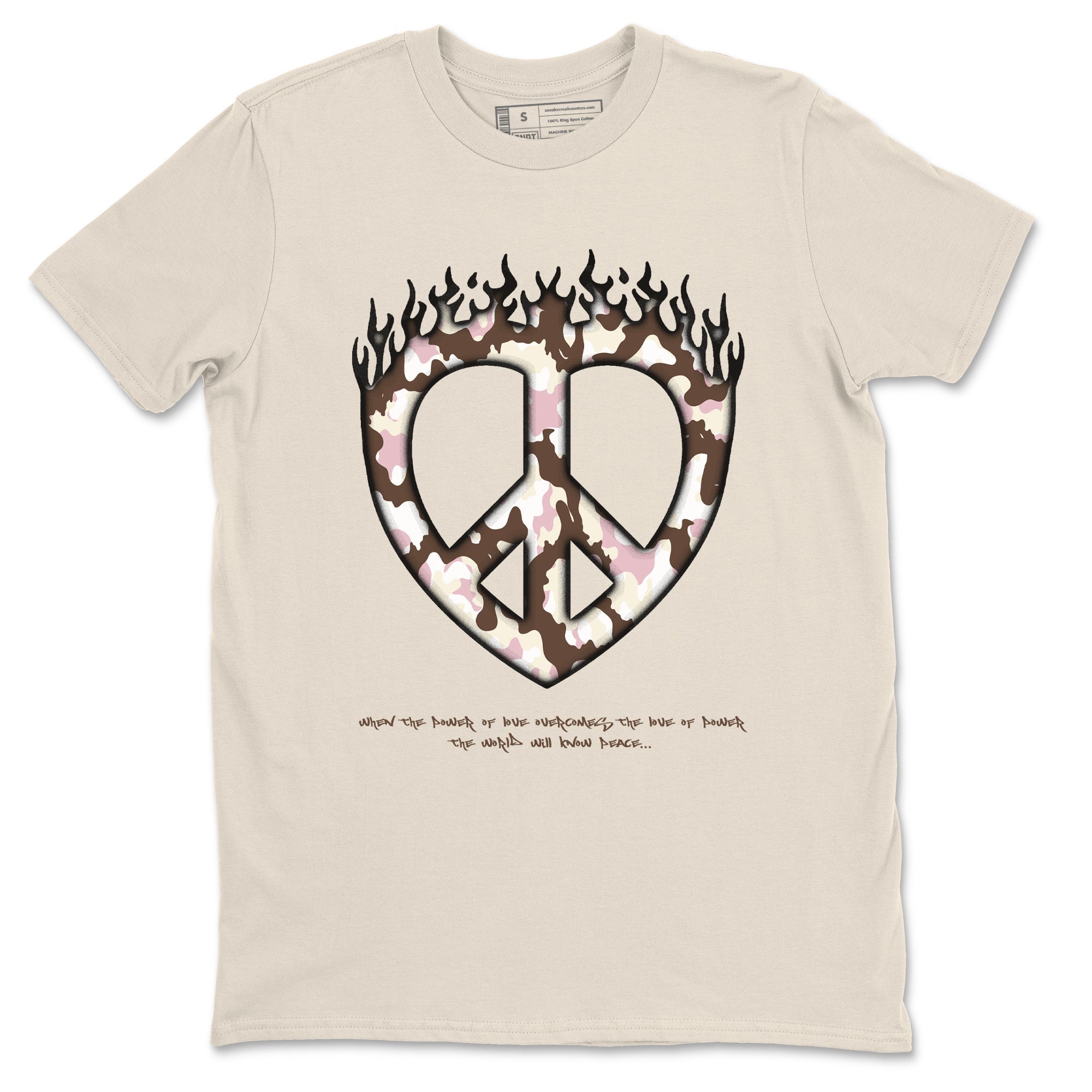Dunk Cacao Wow And Pink Foam shirts to match jordans Love Peace sneaker match tees Dunk Cacao Wow And Pink Foam SNRT Sneaker Release Tees unisex cotton Natural 2 crew neck shirts