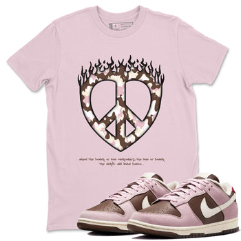 Dunk Cacao Wow And Pink Foam shirts to match jordans Love Peace sneaker match tees Dunk Cacao Wow And Pink Foam SNRT Sneaker Release Tees unisex cotton Pink 1 crew neck shirts