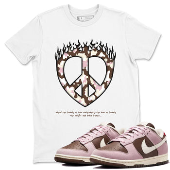 Dunk Cacao Wow And Pink Foam shirts to match jordans Love Peace sneaker match tees Dunk Cacao Wow And Pink Foam SNRT Sneaker Release Tees unisex cotton White 1 crew neck shirts