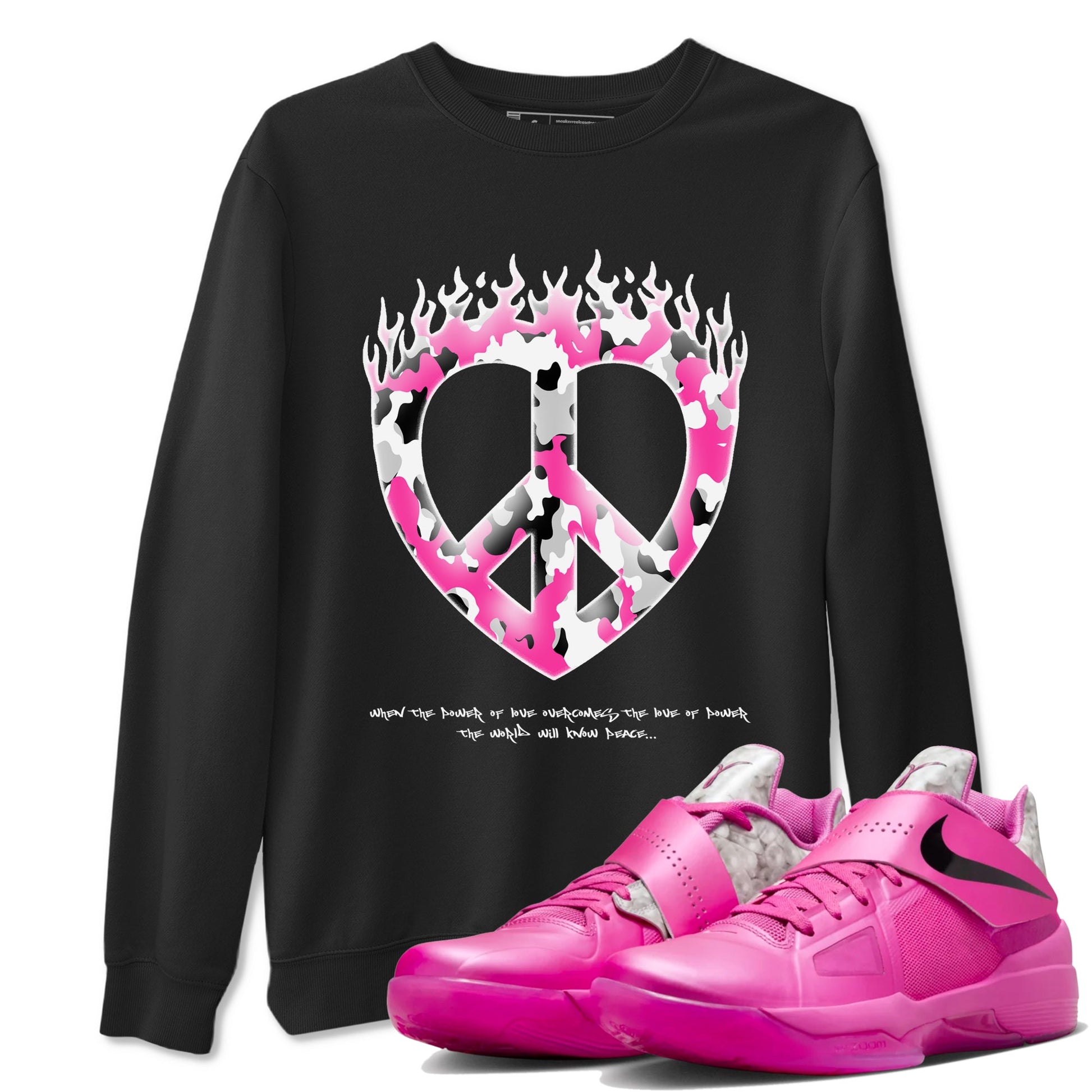 KD 4 Aunt Pearl shirts to match jordans Love Peace graphic tees KD 4 Aunt Pearl t shirts to match sneakers SNRT Sneaker Tees unisex cotton Black 1 shirts
