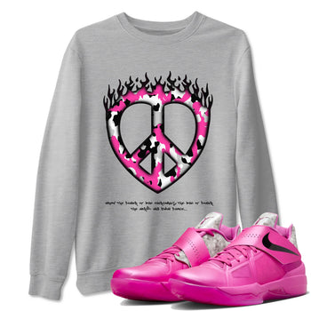 KD 4 Aunt Pearl shirts to match jordans Love Peace graphic tees KD 4 Aunt Pearl t shirts to match sneakers SNRT Sneaker Tees unisex cotton Heather Grey 1 shirts