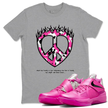 KD 4 Aunt Pearl shirts to match jordans Love Peace graphic tees KD 4 Aunt Pearl t shirts to match sneakers SNRT Sneaker Tees unisex cotton Heather Grey 1 shirts
