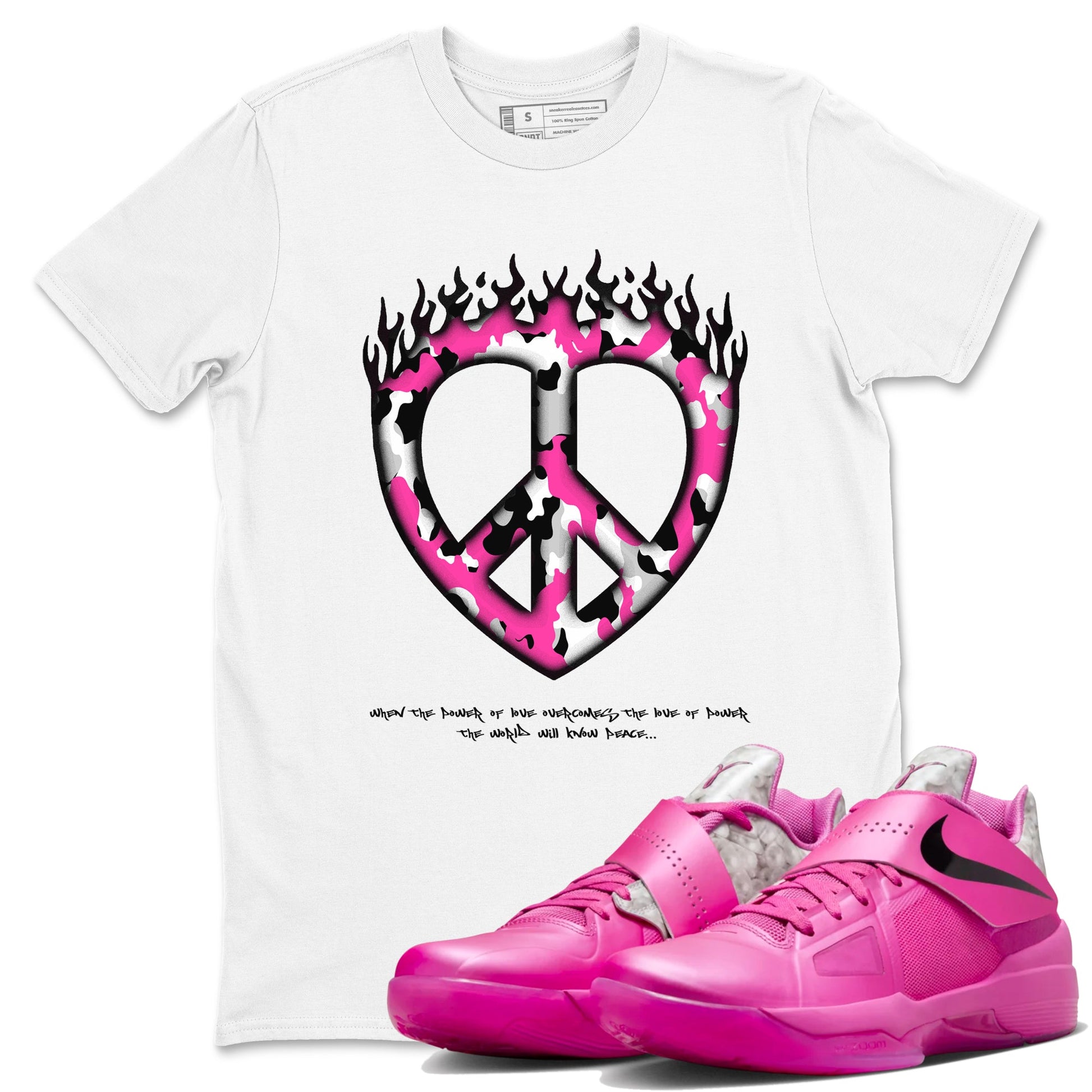 KD 4 Aunt Pearl shirts to match jordans Love Peace graphic tees KD 4 Aunt Pearl t shirts to match sneakers SNRT Sneaker Tees unisex cotton White 1 shirts
